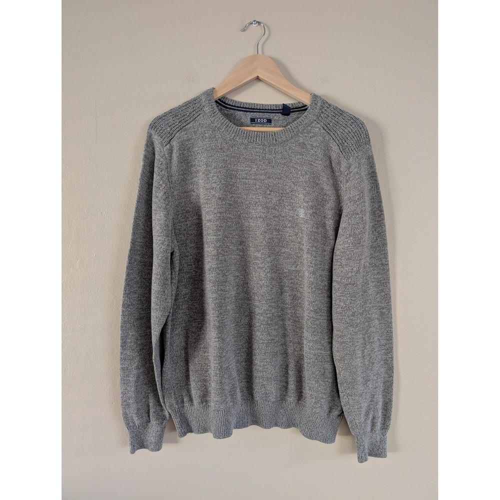 IZOD Mens Heather‎ Gray Crewneck Pullover Sweater Long Sleeve Casual Preppy L